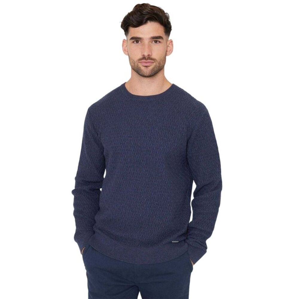 Threadbare Mens Staleyhall Logo Sweater / Denim Blue